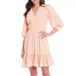 Calvin Klein Size 2 Blush Pink Soft Cottagecore Crinkle Gauzy Dress LKNW